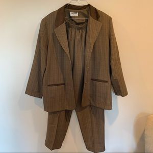 Brown plaid two piece suit, blazer, trouser